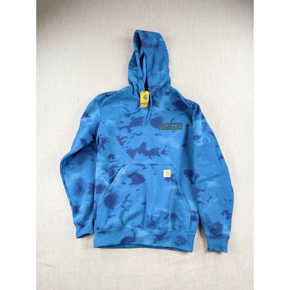 Carhartt Mens Loose Fit Midweight Watercolor Camo Hoodie Blue 107206-HP8